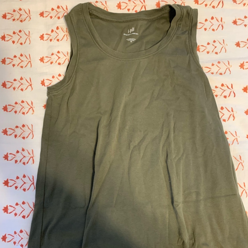 J. Jill Pima pleat back tank, olive green size xs